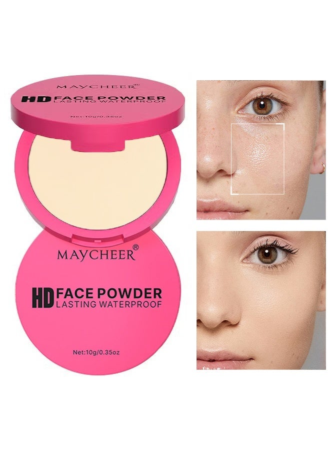 MAYCHEER HD Face Powder - Lasting Waterproof Face Powder - Matte concealer Setting Powder Oil Absorbing Compact for Face, Lasting Waterproof Pressed Powder Compact (01# Soft skin tone) - Image 1
